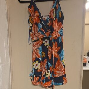 MINKPINK Floral Mini Dress - Blue and Orange